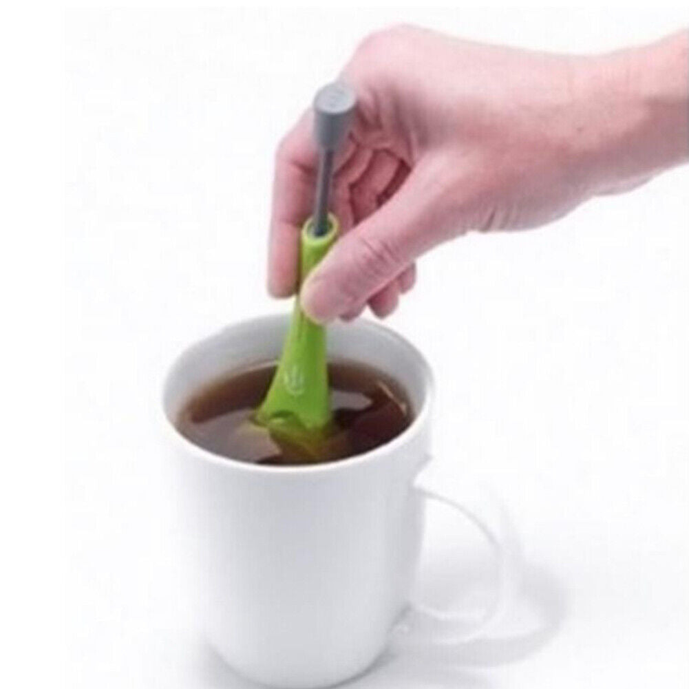 US 2-4 Pack Long-Handled Tea Filters Plastic Infuser Built-in Plunger Strainer