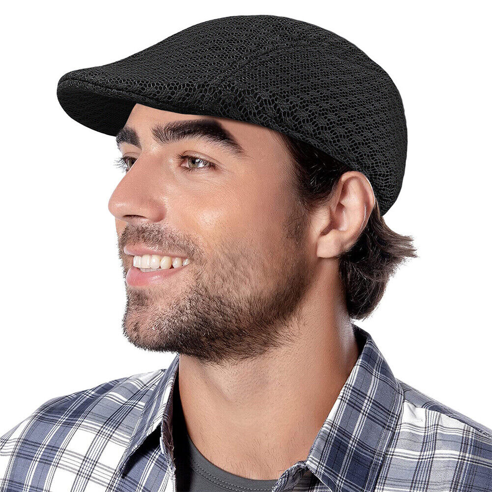 US Men's Breathable Mesh Ivy Hat Gatsby Cap Summer Newsboy Beret Ascot Cabbie