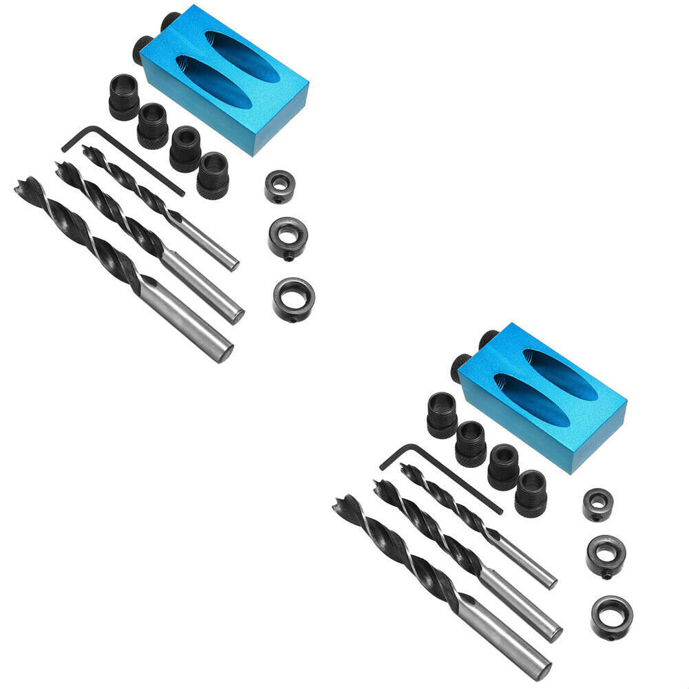 US 1-2 Set of 14 Pc Hole Jig Dowel Woodwork Guides Joint Angle Carpentry Locator