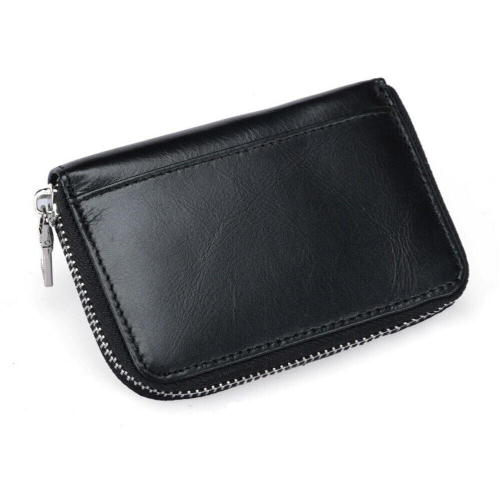 US 1-2 Pc Leather Zipper Slim Wallet RFID Blocking Credit Card Holder Thin Purse