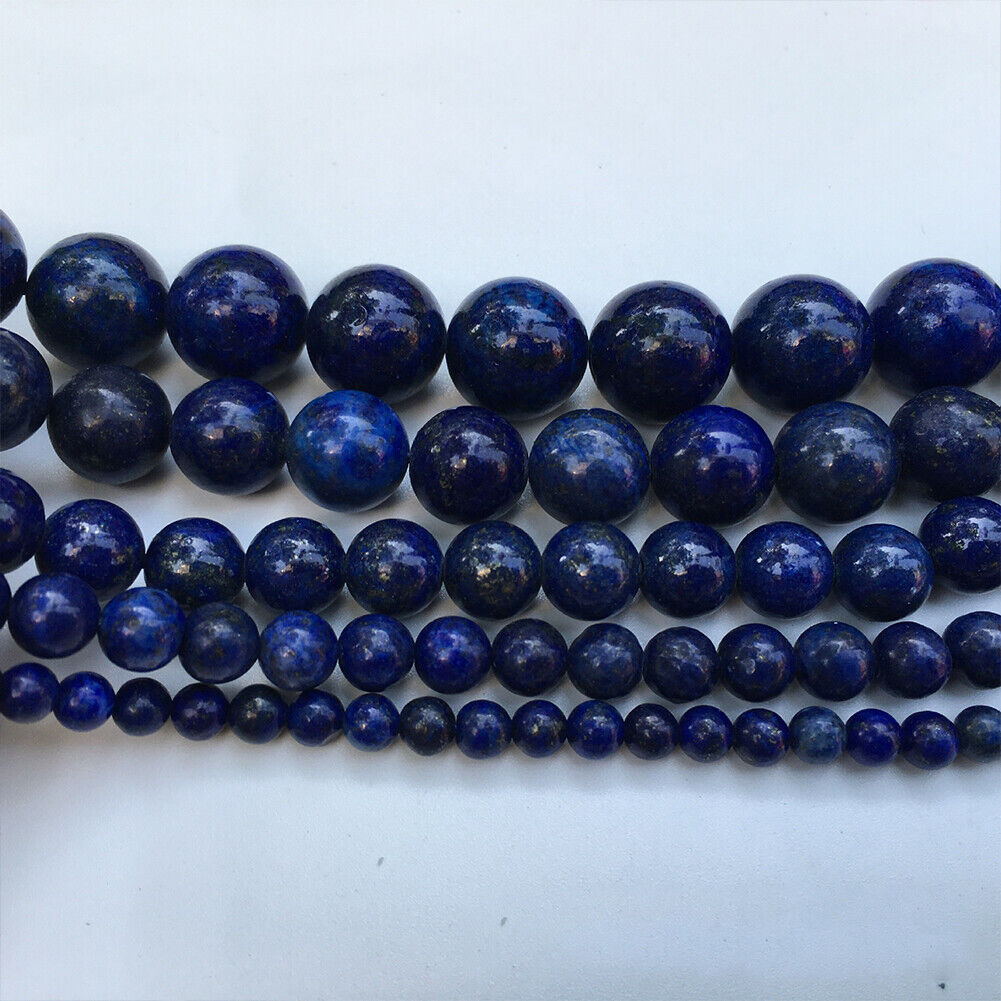 US 6/8/10mm Grade A Natural Lapis Lazuli Stone Beads Round Loose For Jewelry DIY