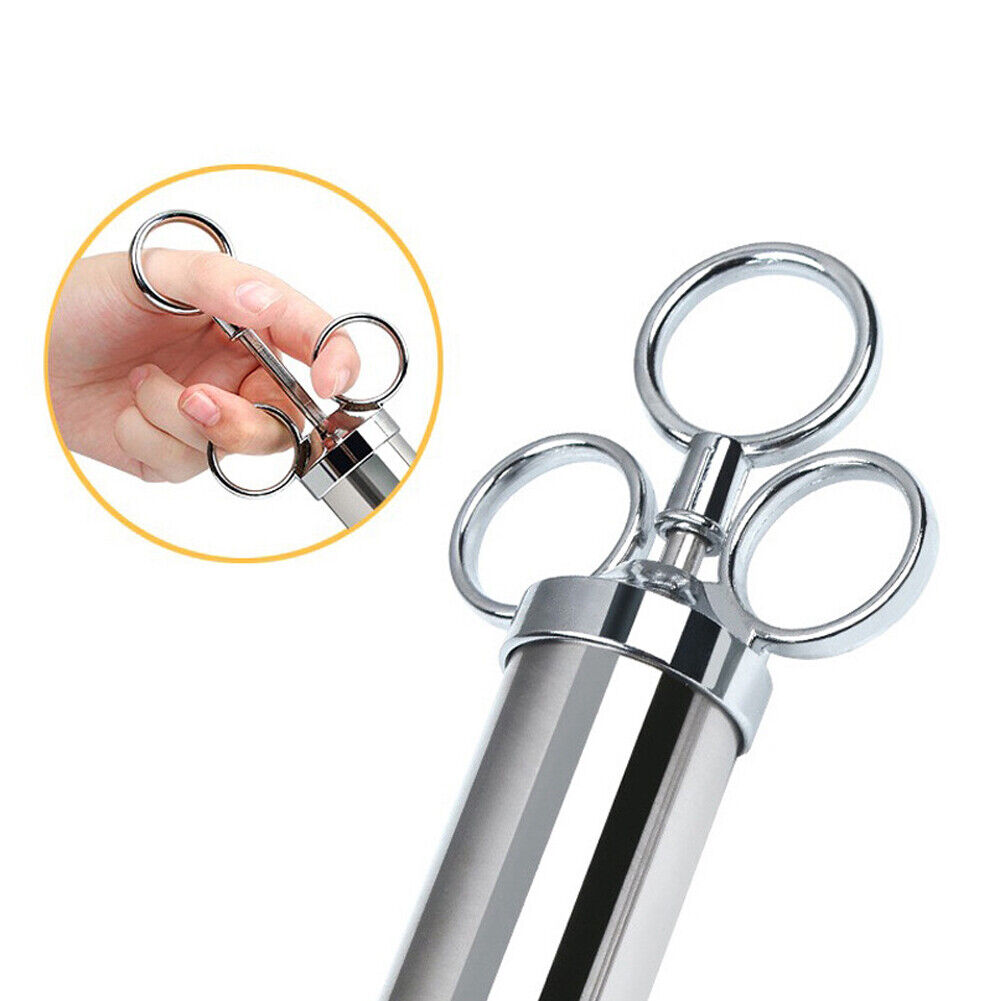 US 1-2 Pc Stainless Steel Seasoning Marinade Injector Gun Flavor Needle Meat BBQ