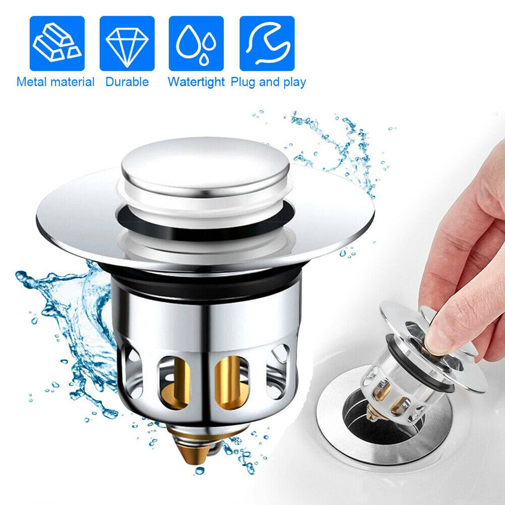US 2~4 Pcs Stopper Anti-Clog Sink Strainer Universal Bathroom Pop Up Bounce Core