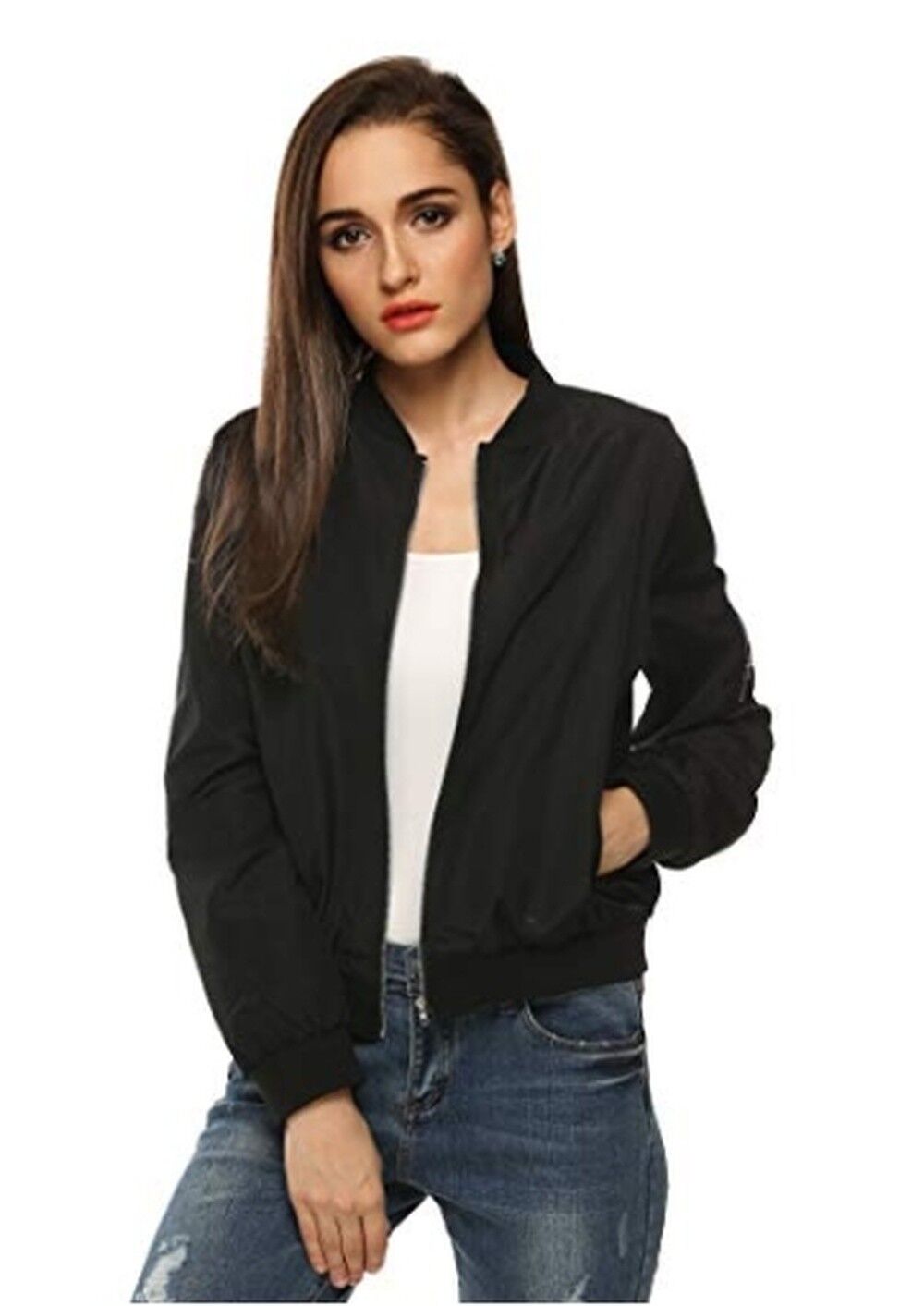 HAODUOYI Womens Classic Quilted Jacket Short Bomber Jacket Coat