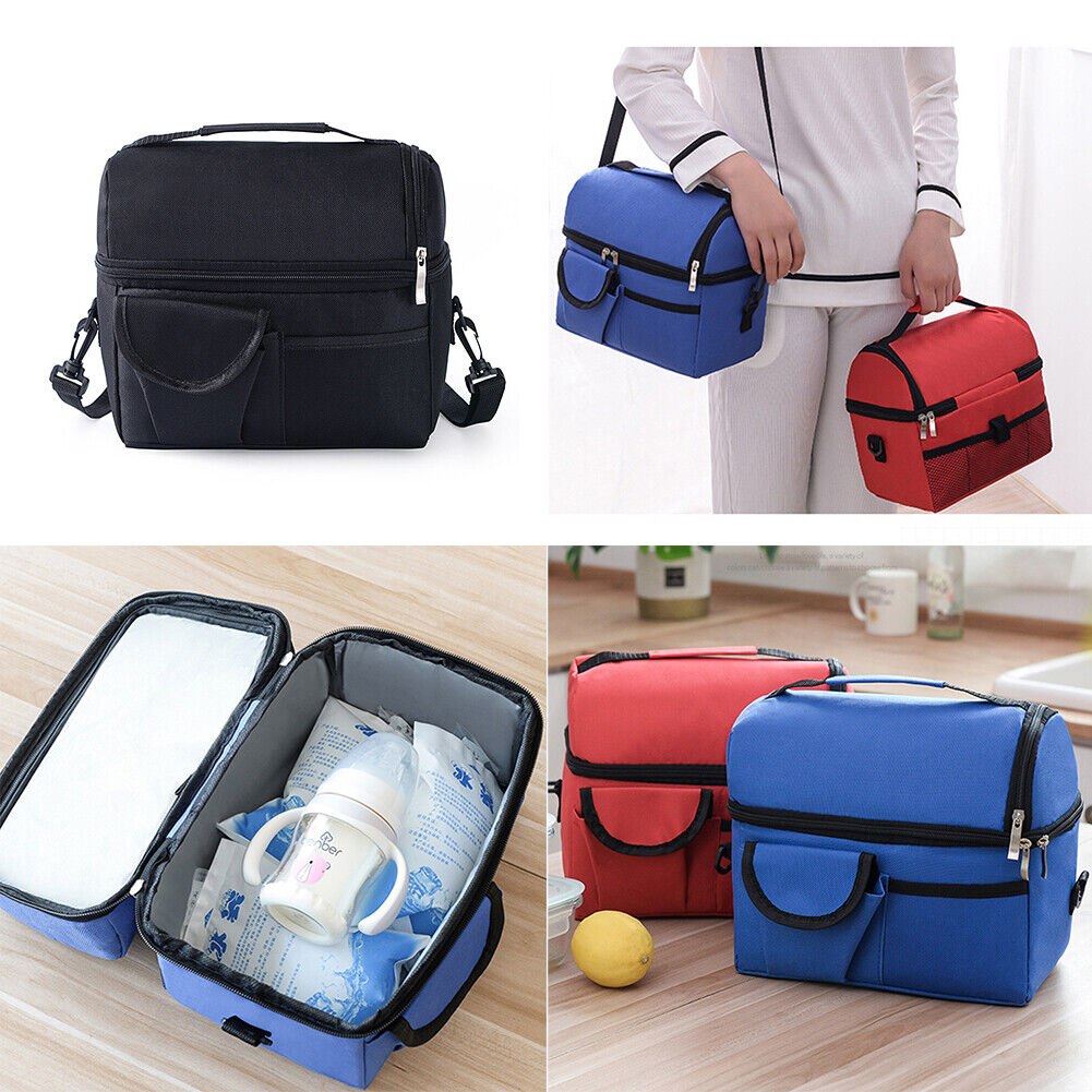 US Insualted Lunch Box Leakproof Cooler Large Bag Lunch Tote Dual Compartment