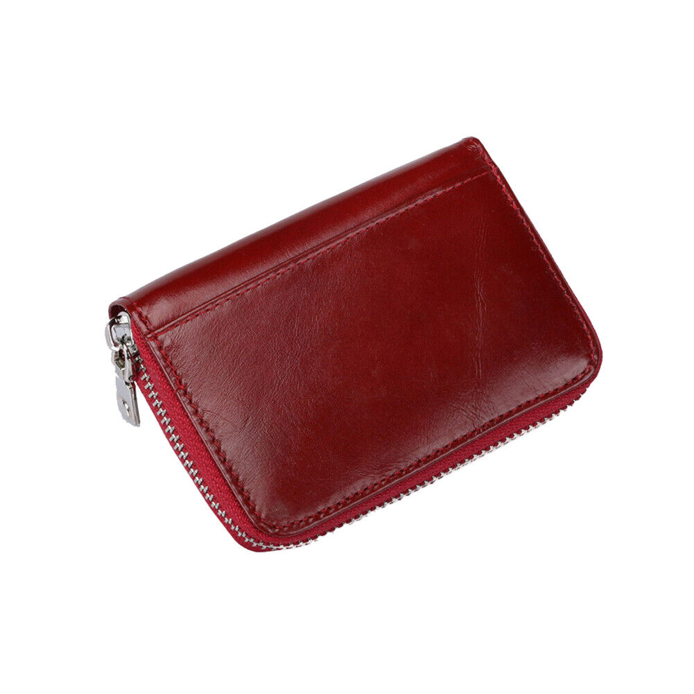 US 1-2 Pc Leather Zipper Slim Wallet RFID Blocking Credit Card Holder Thin Purse
