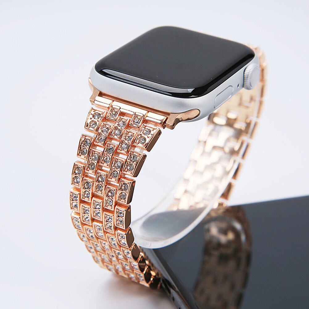 US Luxury iWatch Strap Metal Diamond For Apple Watch Series 1 to 7 38/40/42/44mm