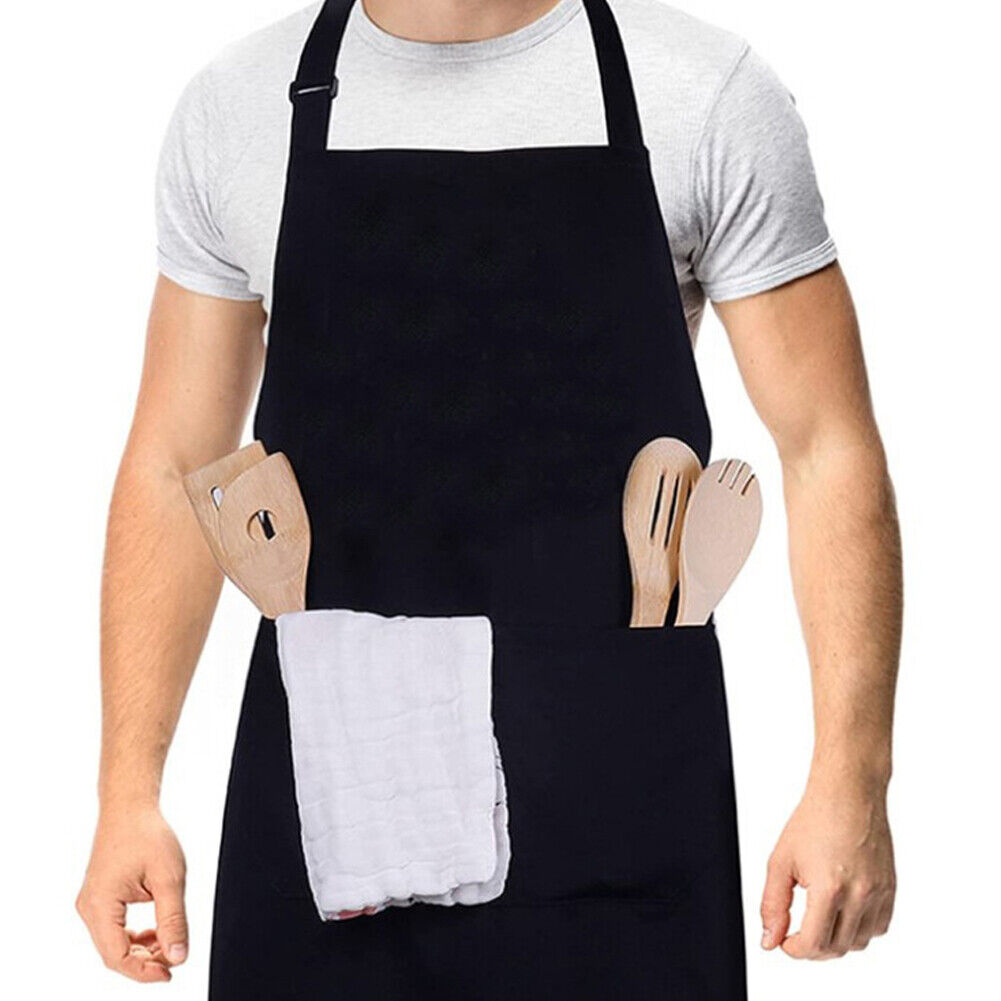 US 2-4 Pc Waterproof Rubber Vinyl Apron with 2 Pockets Dishwashing For Kitchen