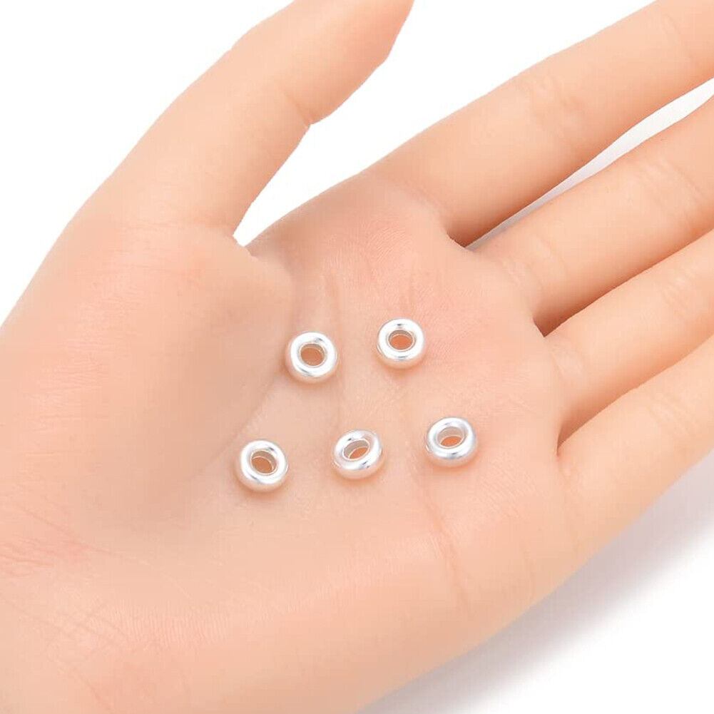 US 10Pack 925 Sterling Silver Flat Heishi Rondelle Spacer Round Beads DIY Making