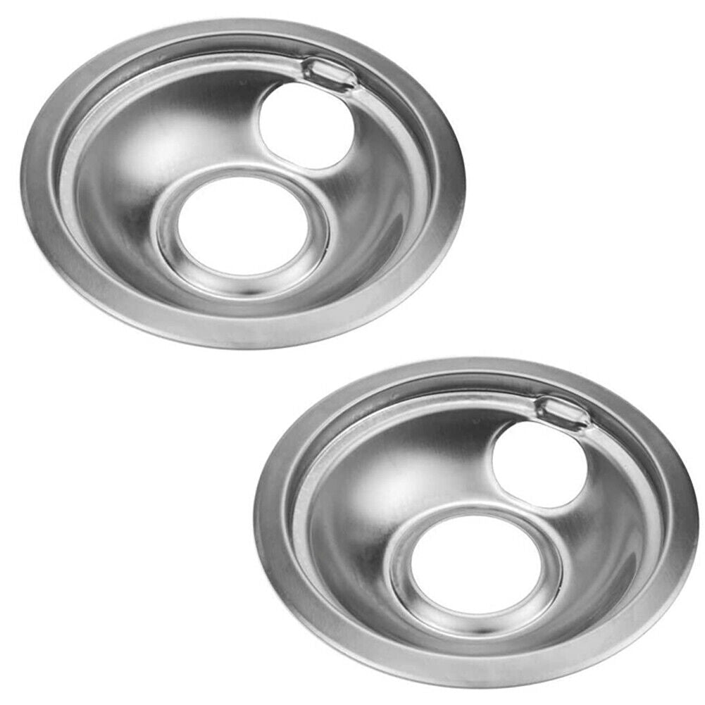 US 1-2 Pc Drip Pan Set Chrome Compatible with Whirlpool FRIGIDAIRE KENMORE Range