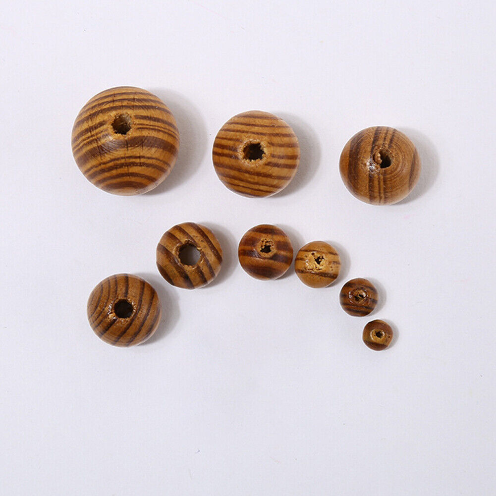 US 1000-2000 pcs Natural Wooden Beads 8mm Round Polished Loose Beads DIY Jewelry