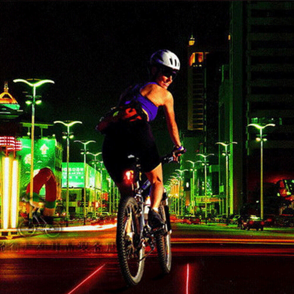 US 2-4 Pack 5 LED 2 Laser Bike Bicycle Light Rear Flashing Safety Warning Lamp