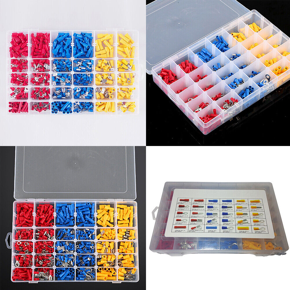 US 480 PC ASSORTED INSULATED ELECTRICAL WIRE TERMINAL CRIMP CONNECTOR SPADE SET