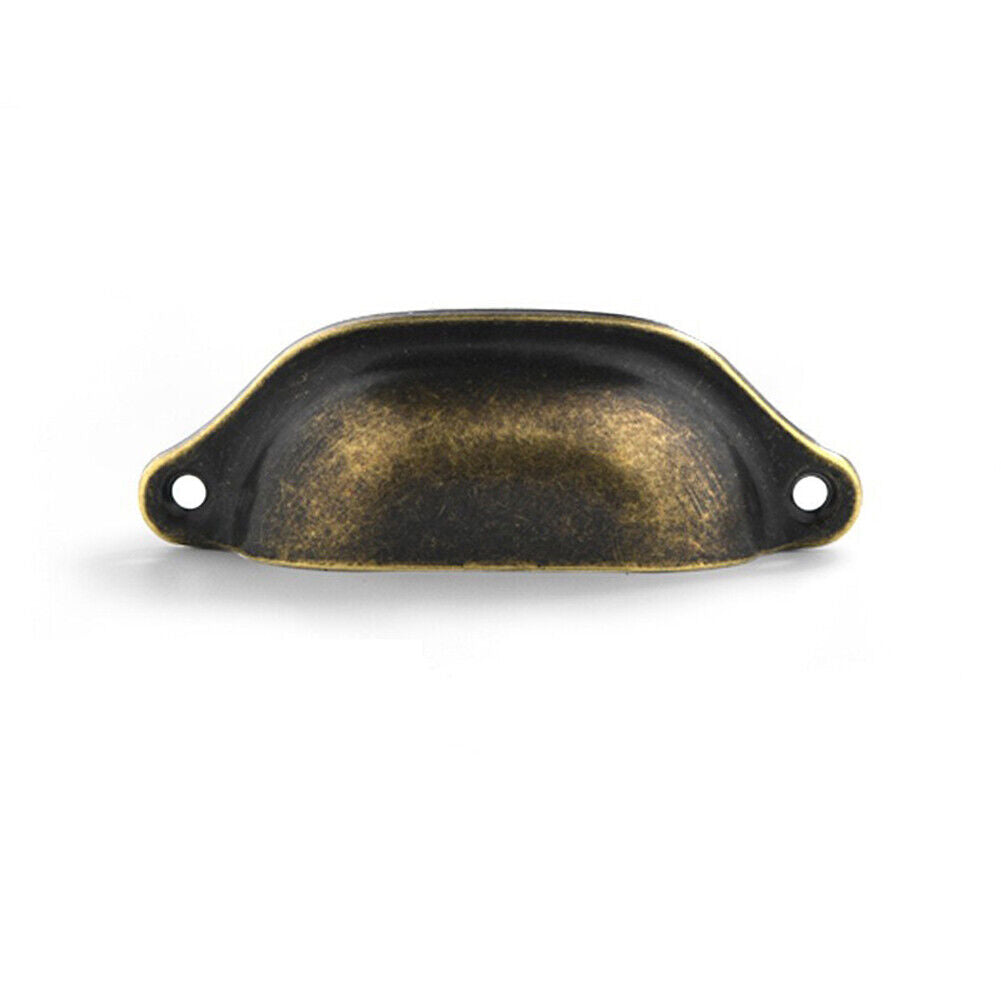 US 20 Pack Cabinet Hardware Antique Iron Shell-shaped Drawer Pulls Cup Handle