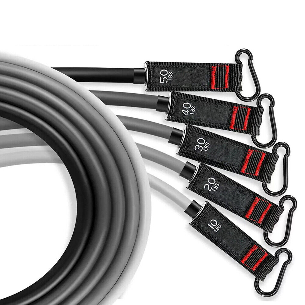 US 1-2 Sets of 11 Pcs Resistance Band Physical Therapy Workout Yoga Abs Exercise