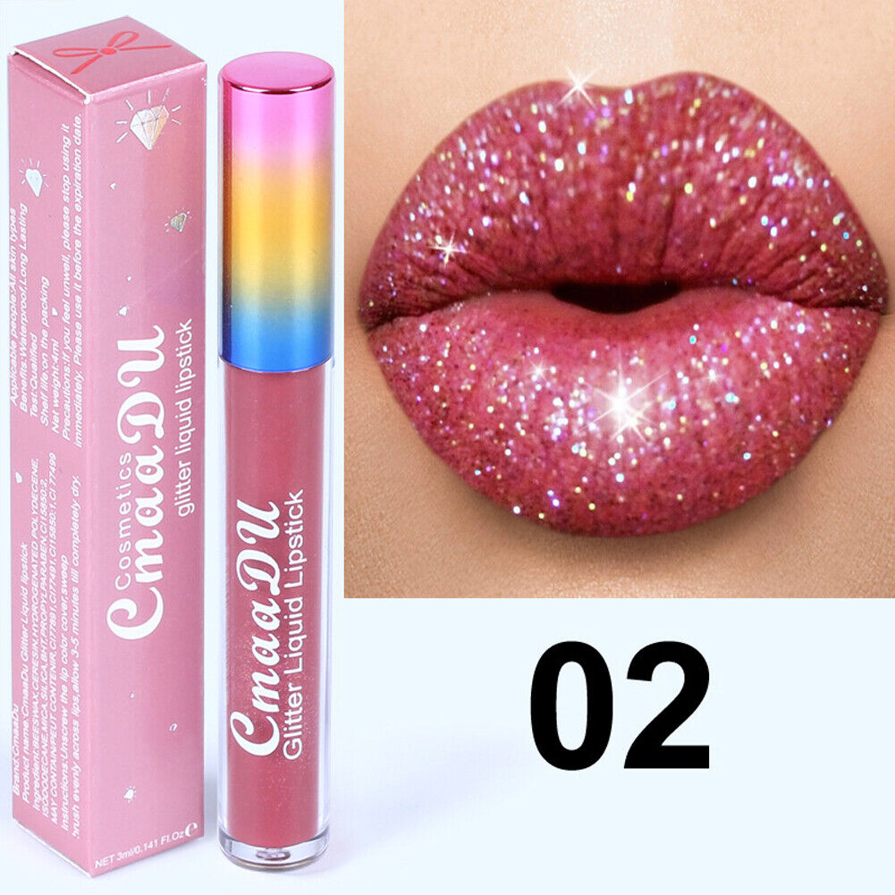 US 6-12 Pc Set 6 Color Glitter Liquid Lipstick Waterproof Long Lasting Lip Gloss