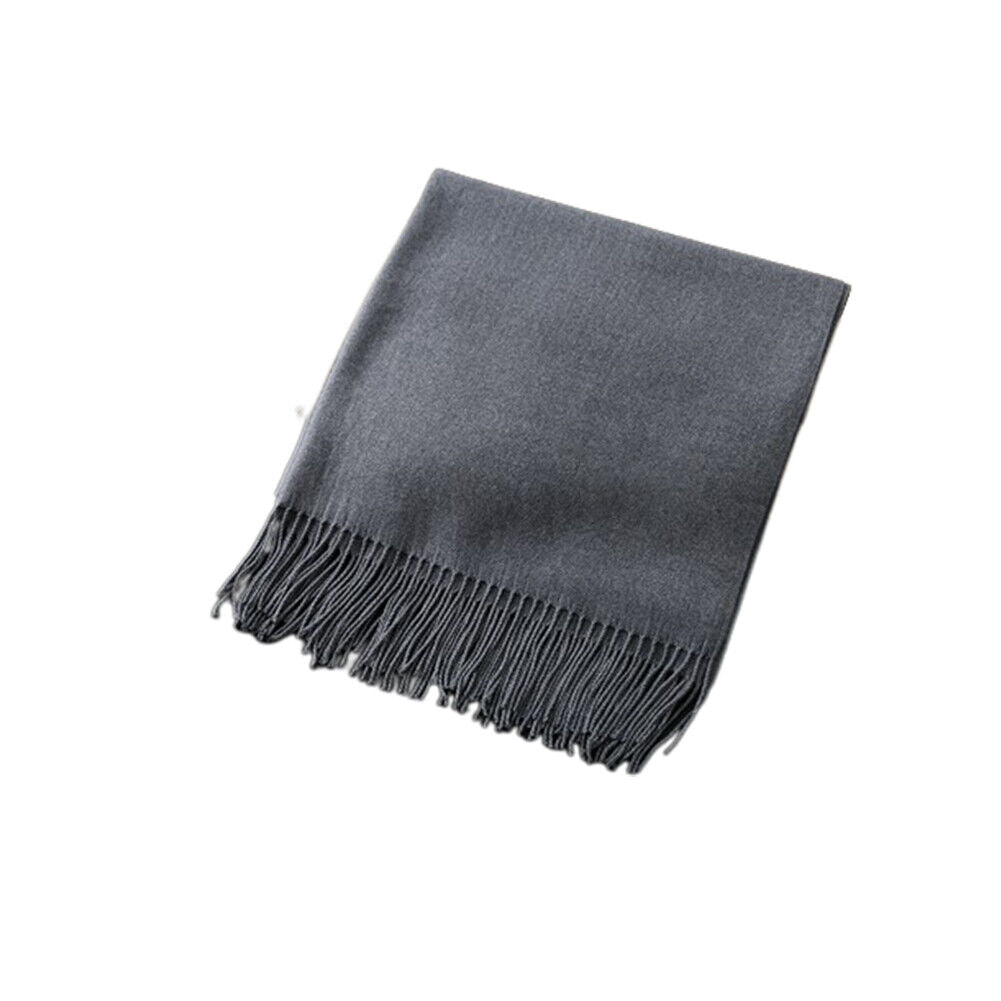 US Oversize Cashmere Scotland Wool Shawl Wrap Solid Blanket Mens Womens Scarf