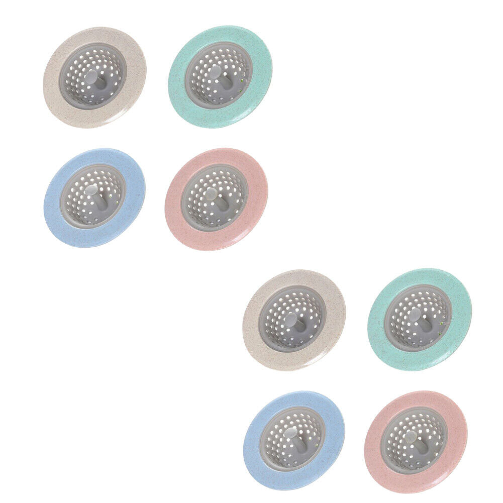 US 4-8 Pcs Silicone Kitchen Sink Drain Plug Strainer Sewer Hair Collect Filte