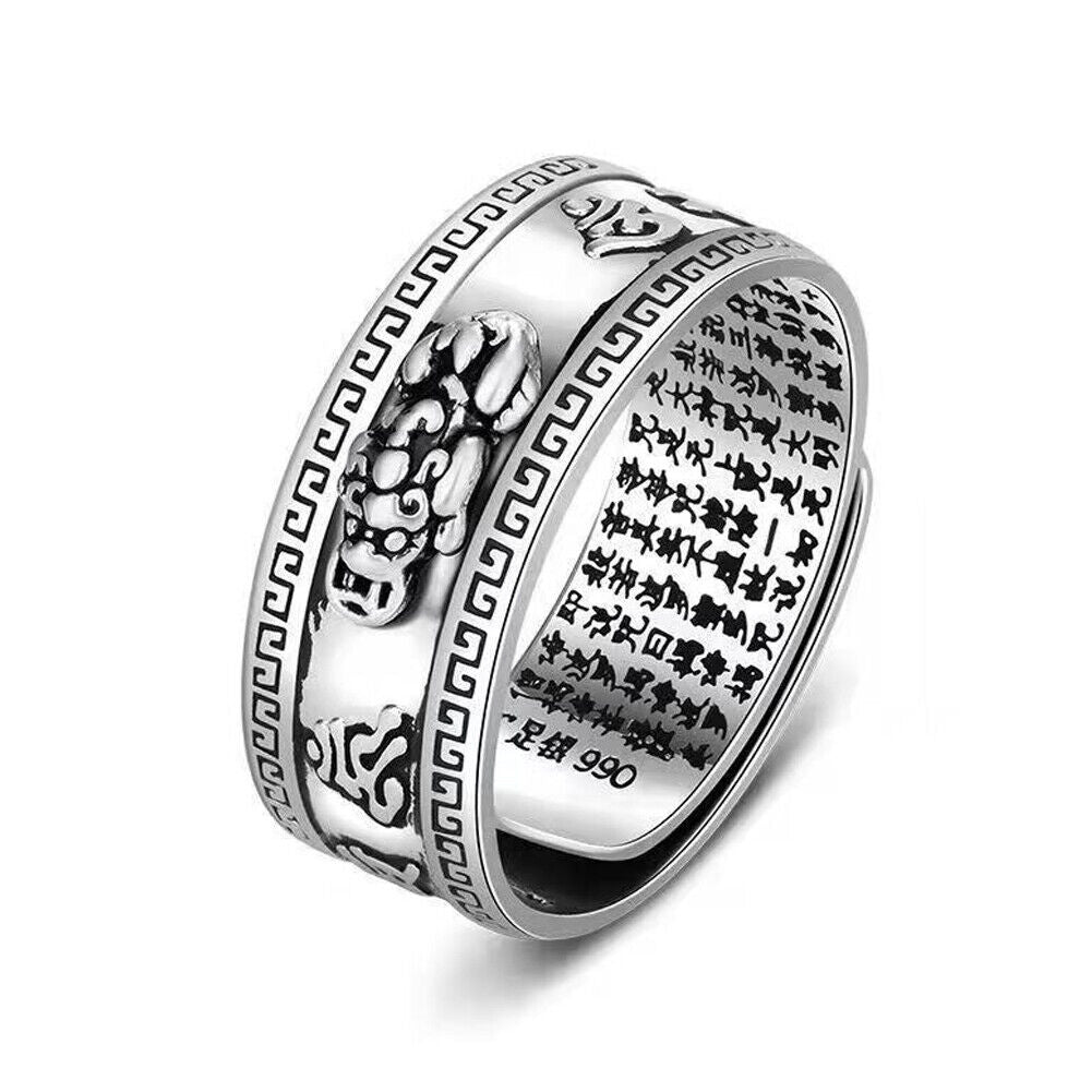 US 3-6 Pack Feng Shui Pixiu Mani Mantra Adjustable Ring Wealth Ring Lucky