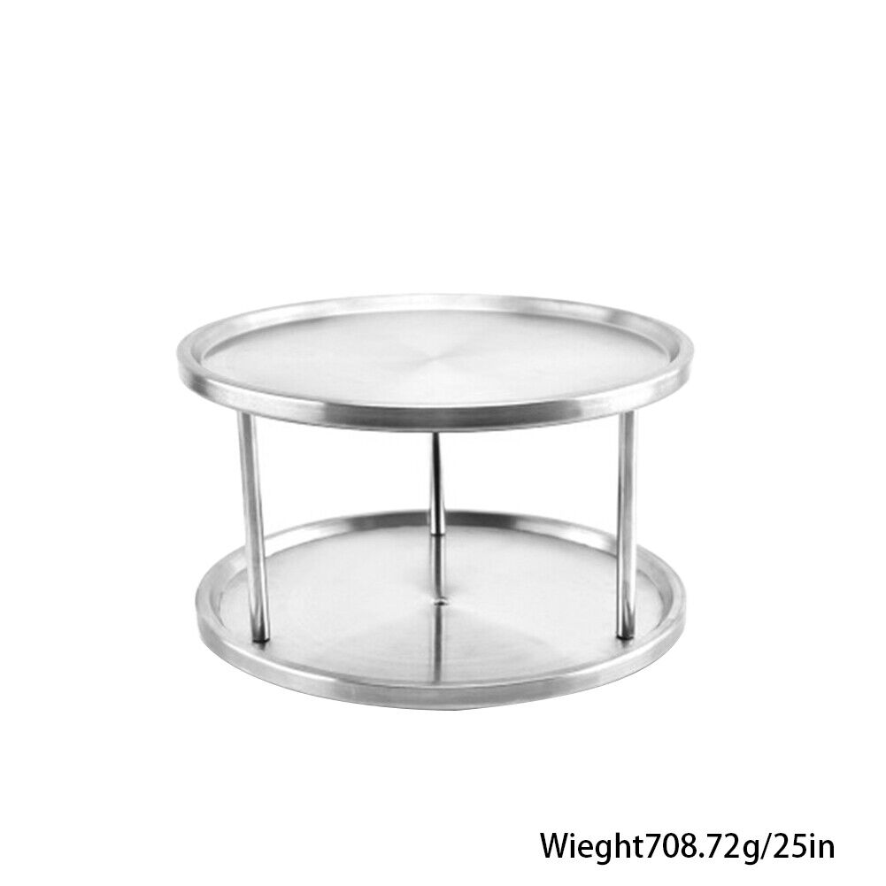 US 1-2 Pack 2 Tier 360° Turntable Kitchen Spice Organizer Rack for Cabinet 10.5"