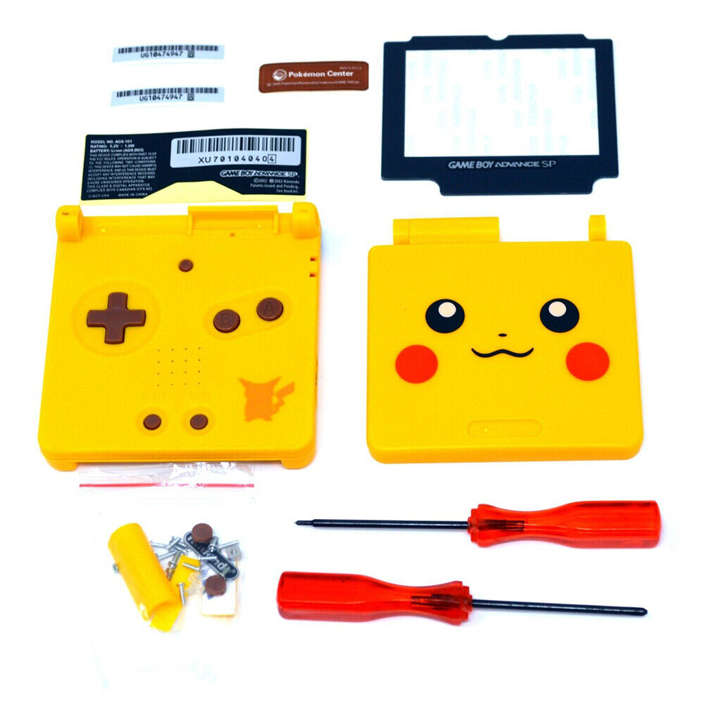 US 1-2 Pcs Pikachu Yellow GBA SP Advance SP Replacement Housing Shell Screen Len