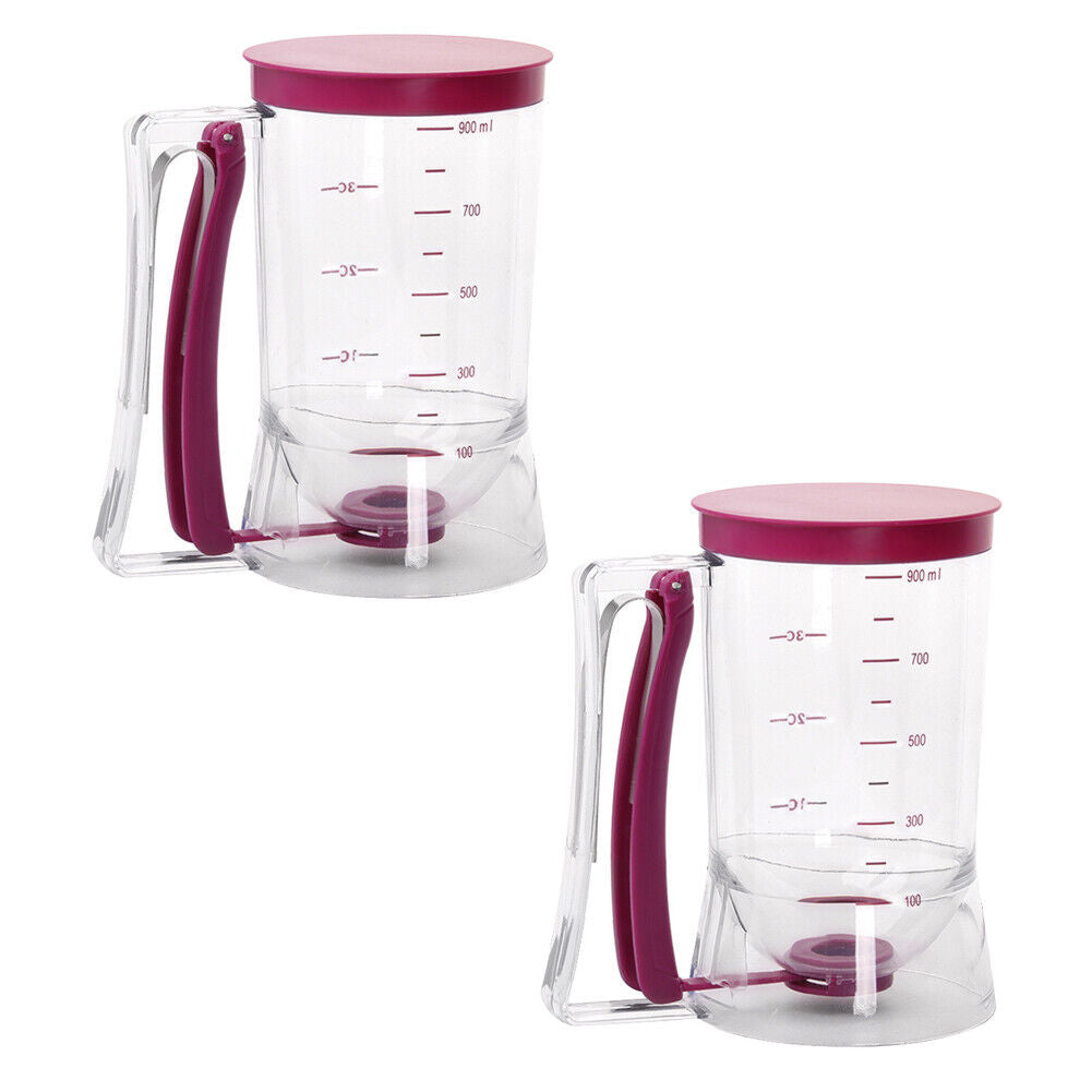 US 1-2Pc Pancake Batter Dispenser Cupcake Measuring Baking Kitchen Mix Tool900ml