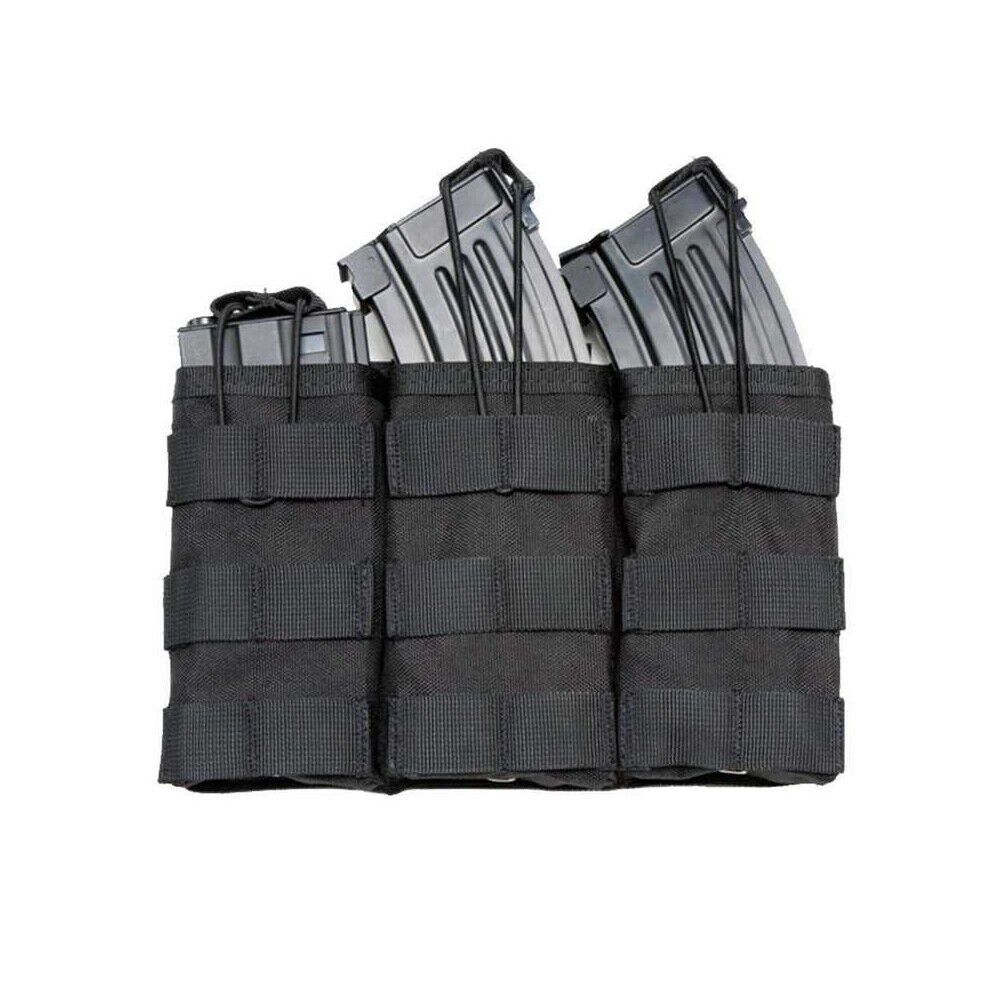 US 2-4 Tactical Molle Triple Magazine Pouch Nylon Open Top 5.56 .223 Rifle Mag