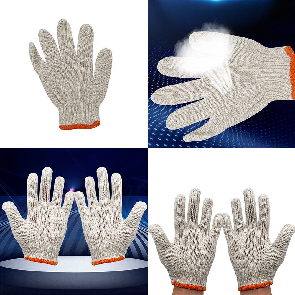 US 24-48 Pairs NATURAL WHITE STRING KNIT POLY COTTON WORK GLOVES Ultralight