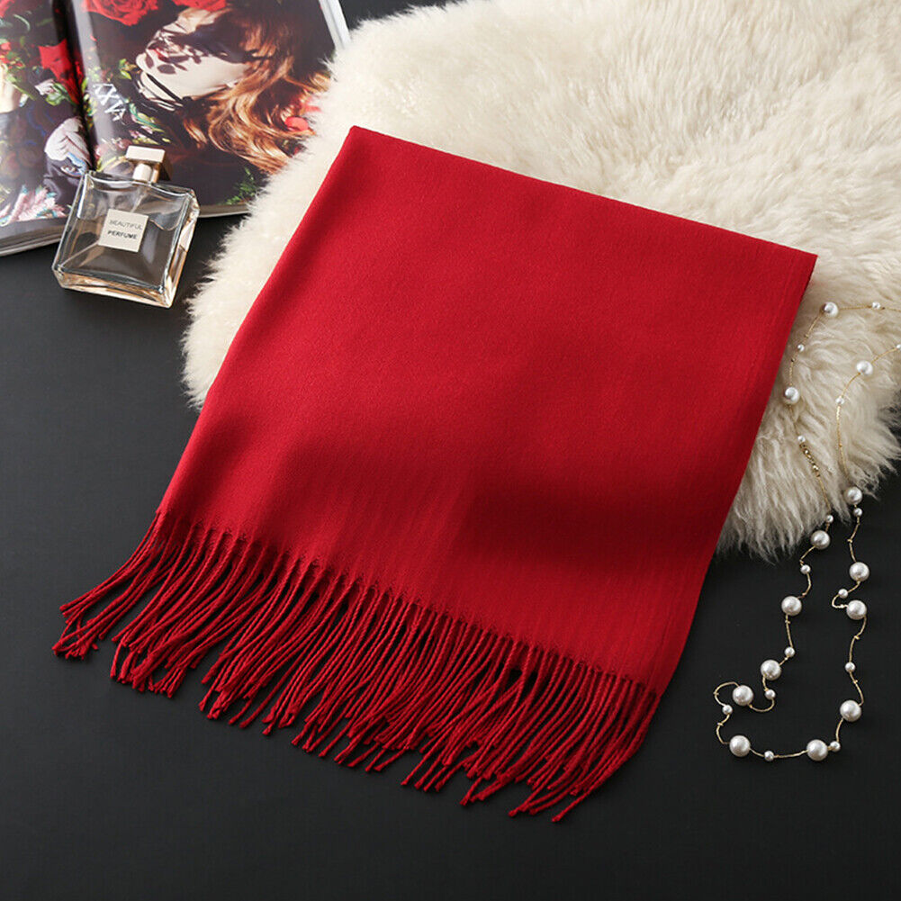 US Oversize Cashmere Scotland Wool Shawl Wrap Solid Blanket Mens Womens Scarf