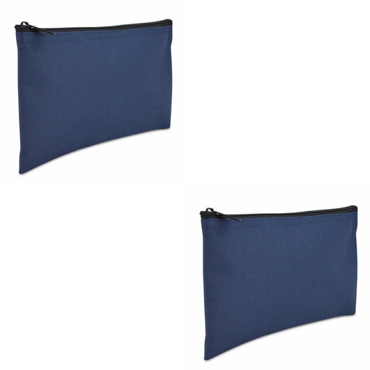 US 2-4 Deposit Bag Bank Pouch Zippered Safe Money Bag Organizer in Navy Blue