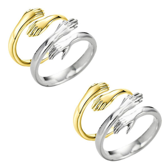 US 2-4 Pcs Give Me a Hug Ring Adjustable Couple Lover Valentine's Day Gift Girl