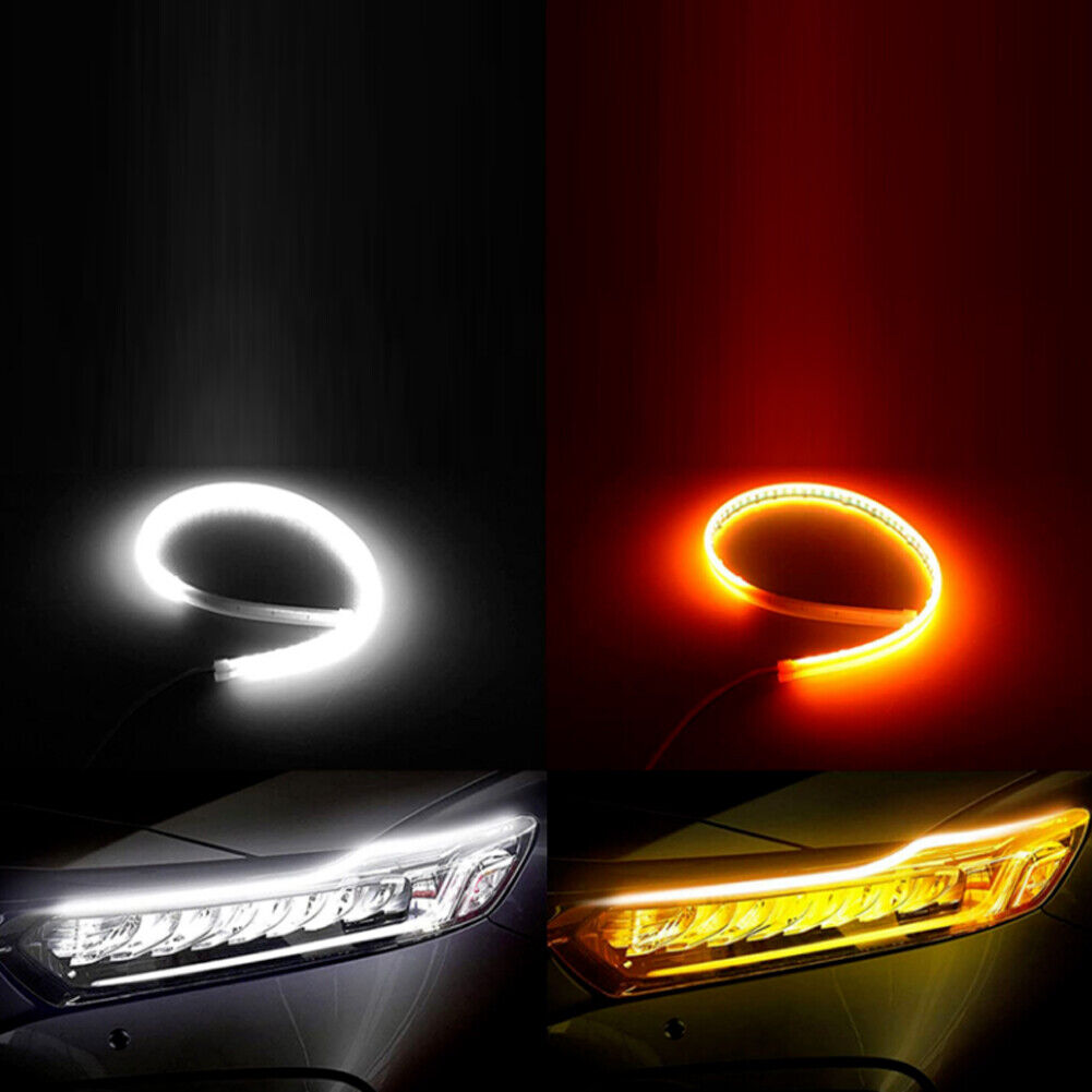 US 2-4 Pack 23.62'' Flexible IR LED Waterproof Slim Turn Signal Strip Headlight
