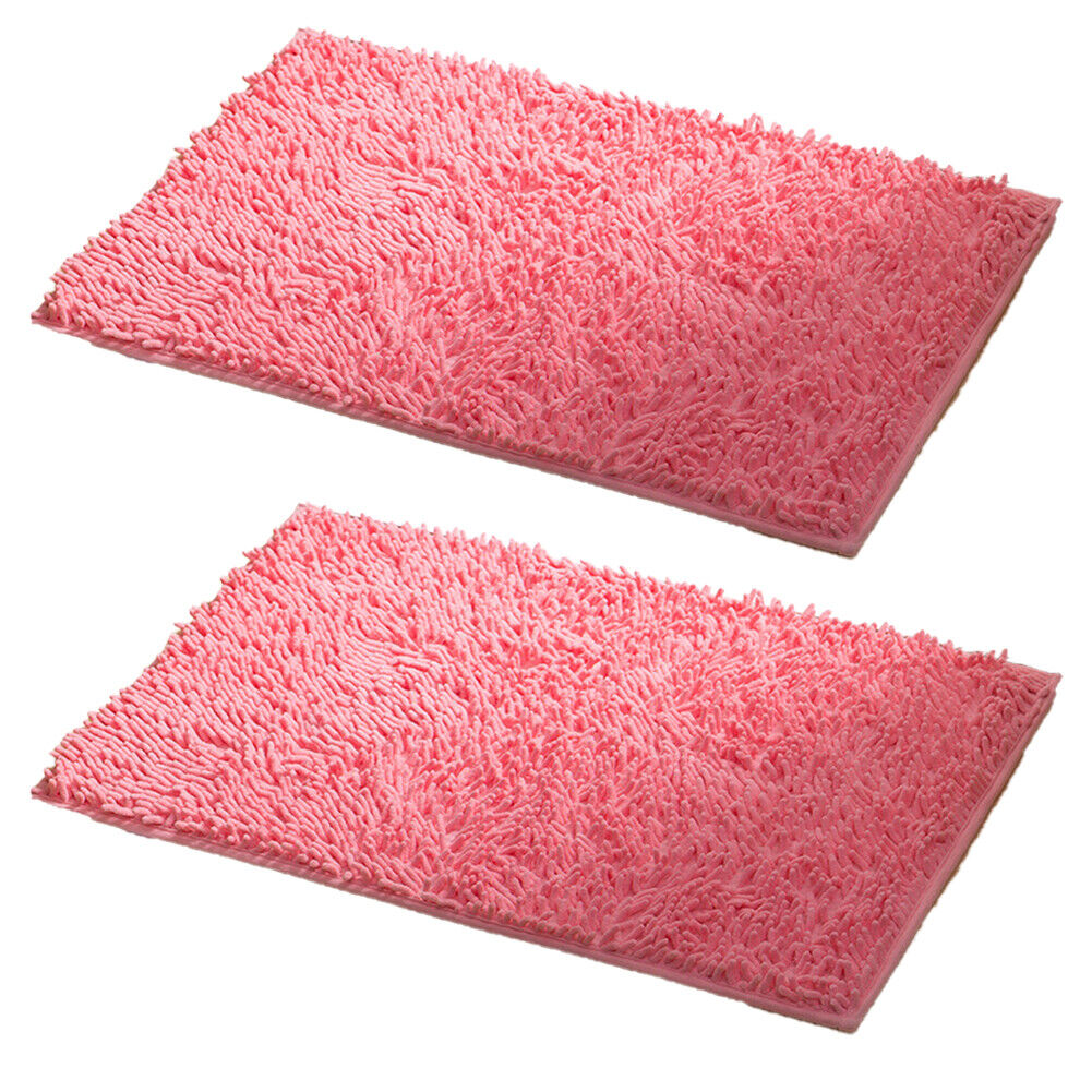 US Luxury Chenille Bath Rug Absorbent Soft Shaggy Non Slip Bathroom Mat Rugs