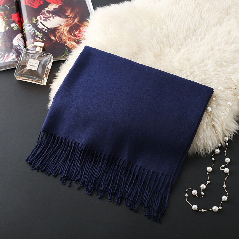 US Oversize Cashmere Scotland Wool Shawl Wrap Solid Blanket Mens Womens Scarf