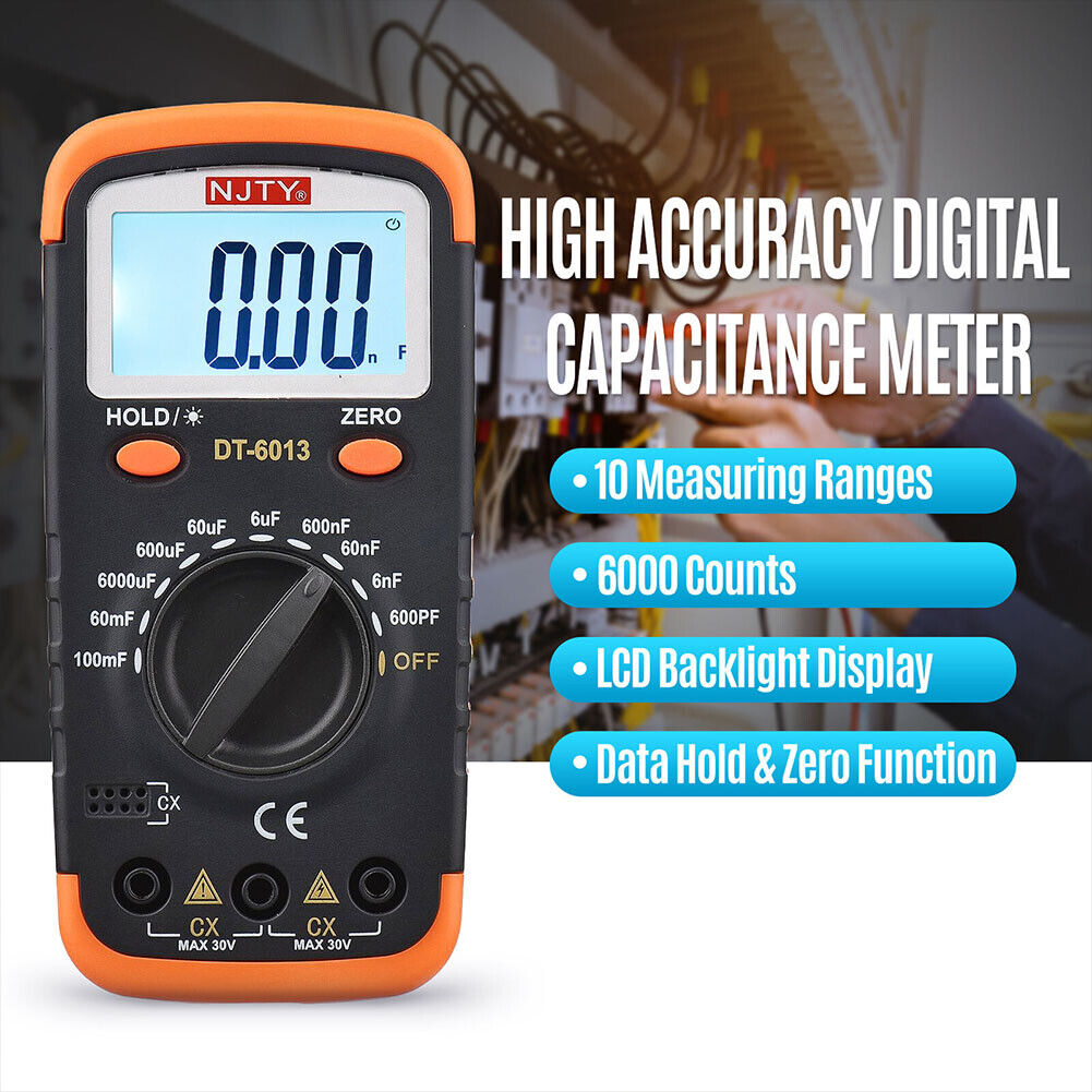US 1-2 Pack Digital Capacitance Meter Capacitor Pro Tester LCD Backlight Display
