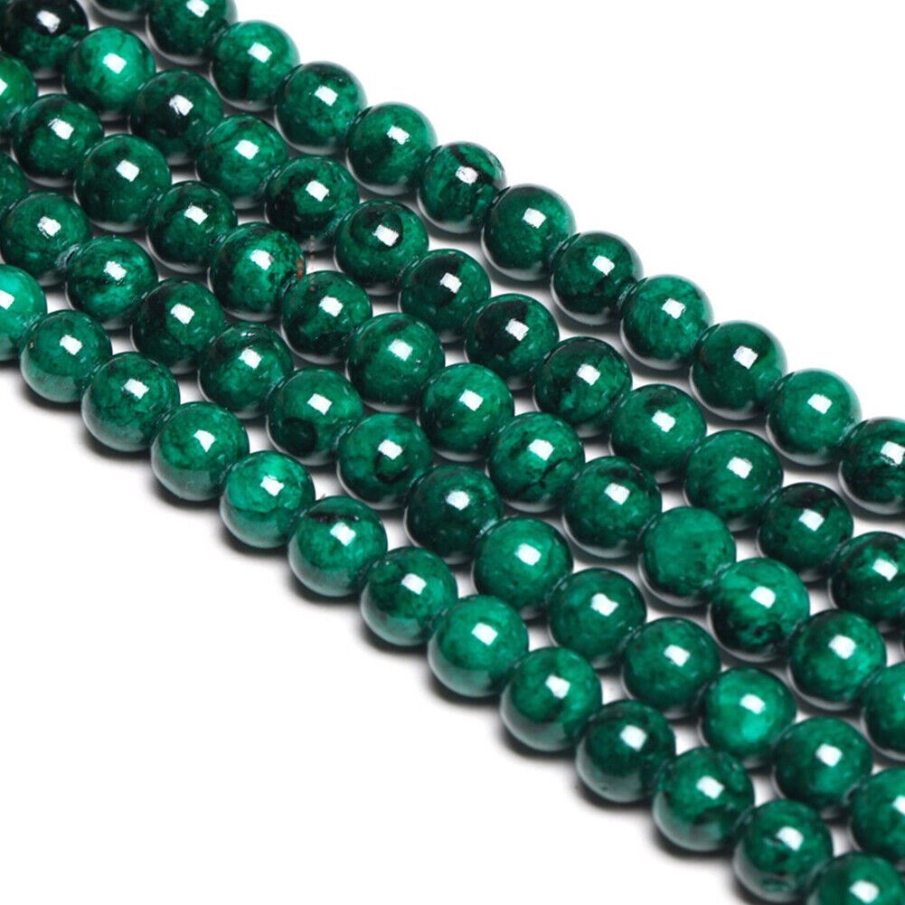 US 6/8/10/12mm Green Malachite Beads Round Loose Spacer Stone Jewelry Making DIY