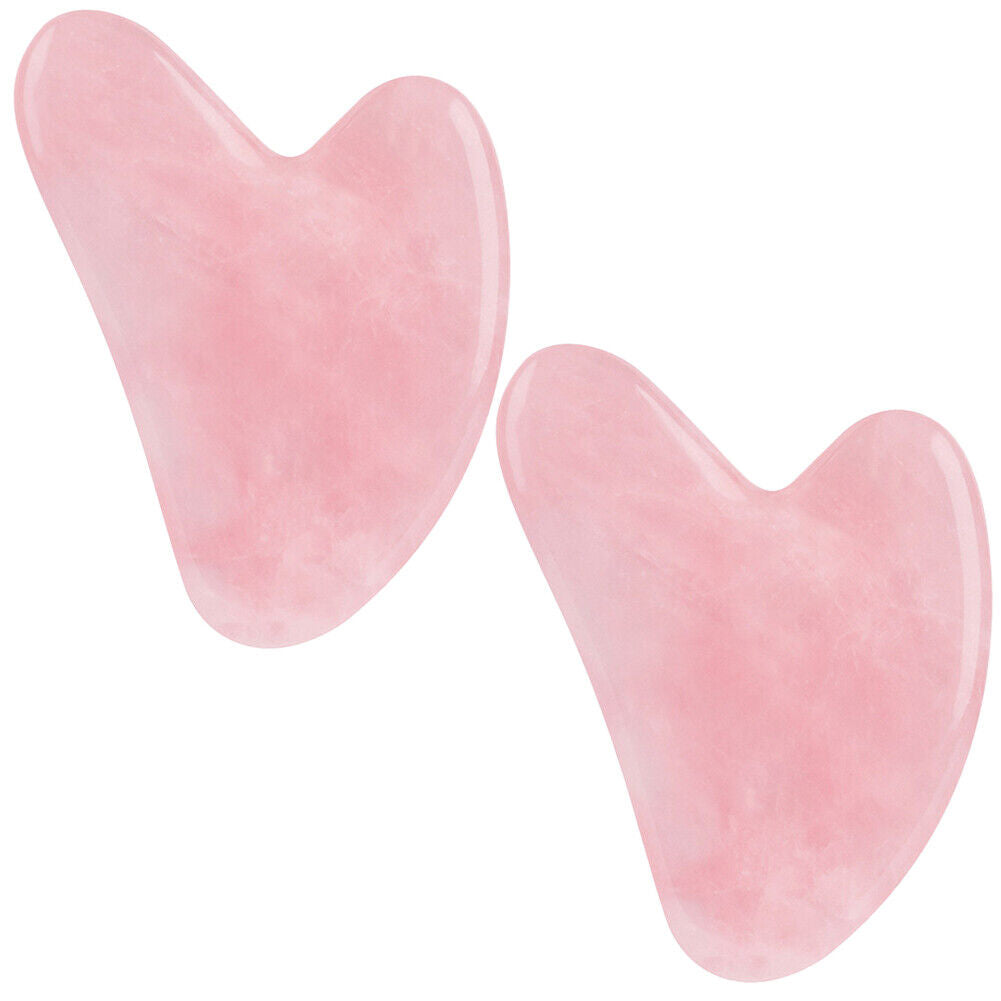 US 2 Pc Rose Quartz Gua Sha Massage Crystal Stone Tool Approx 60x80mm