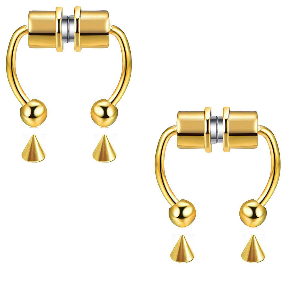 US 1-2 Pcs Magnetic Septum Nose Ring Stainless Steel Fake Non Piercing Nose Clip