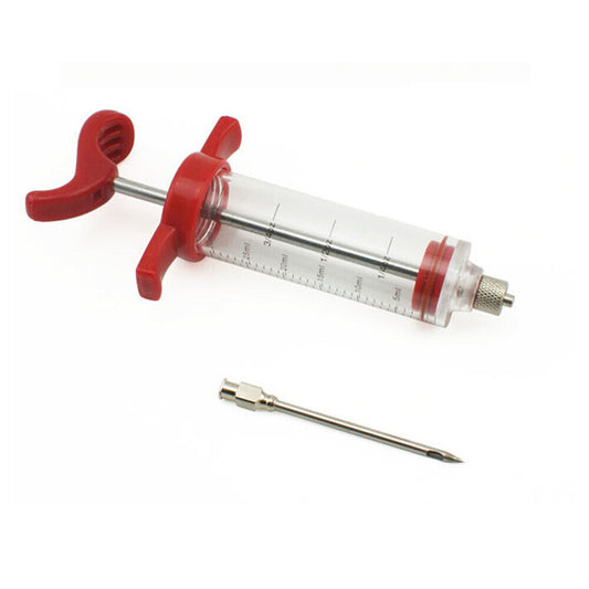 US 1-2 Pack Plastic Food Marinade Injector Syringe Screw-on Meat Needle BBQ