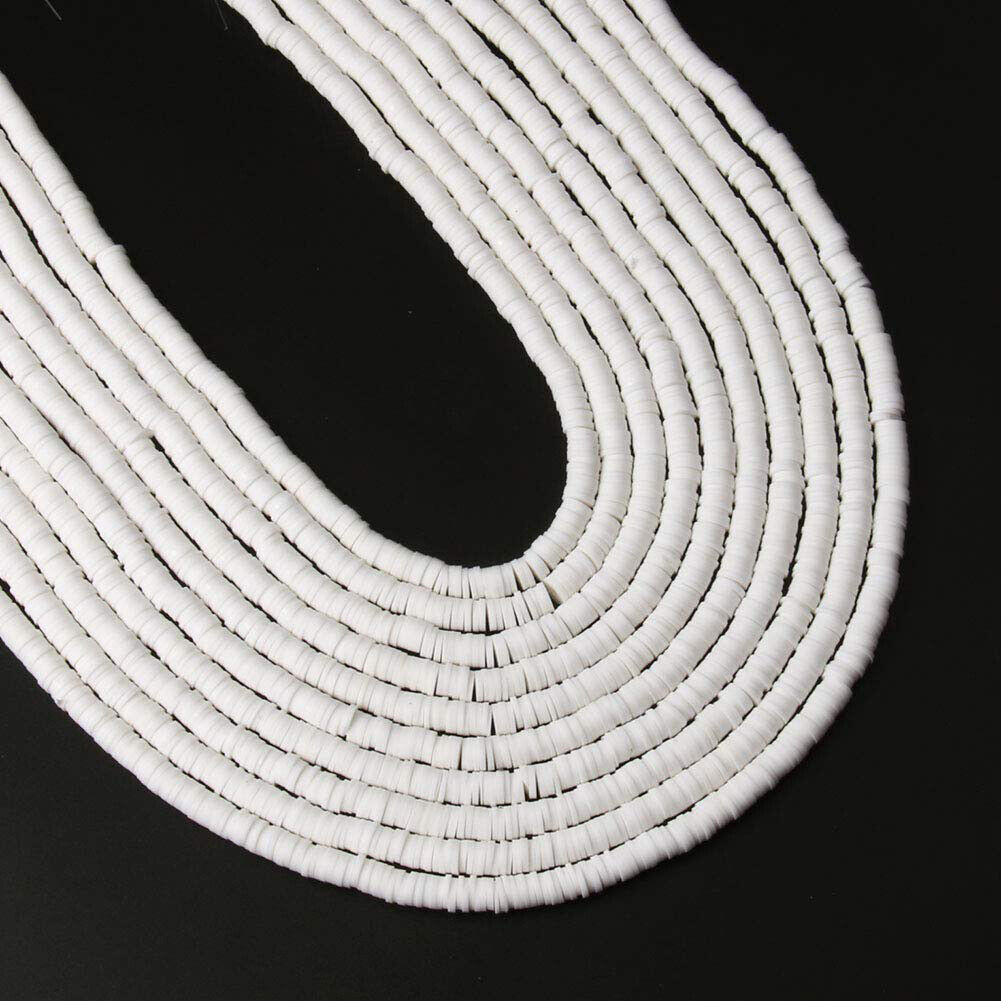 US 10 Strands 6mm Heishi Beads Clay Disc Flat Vinyl Chip Spacer Bead Jewelry DIY