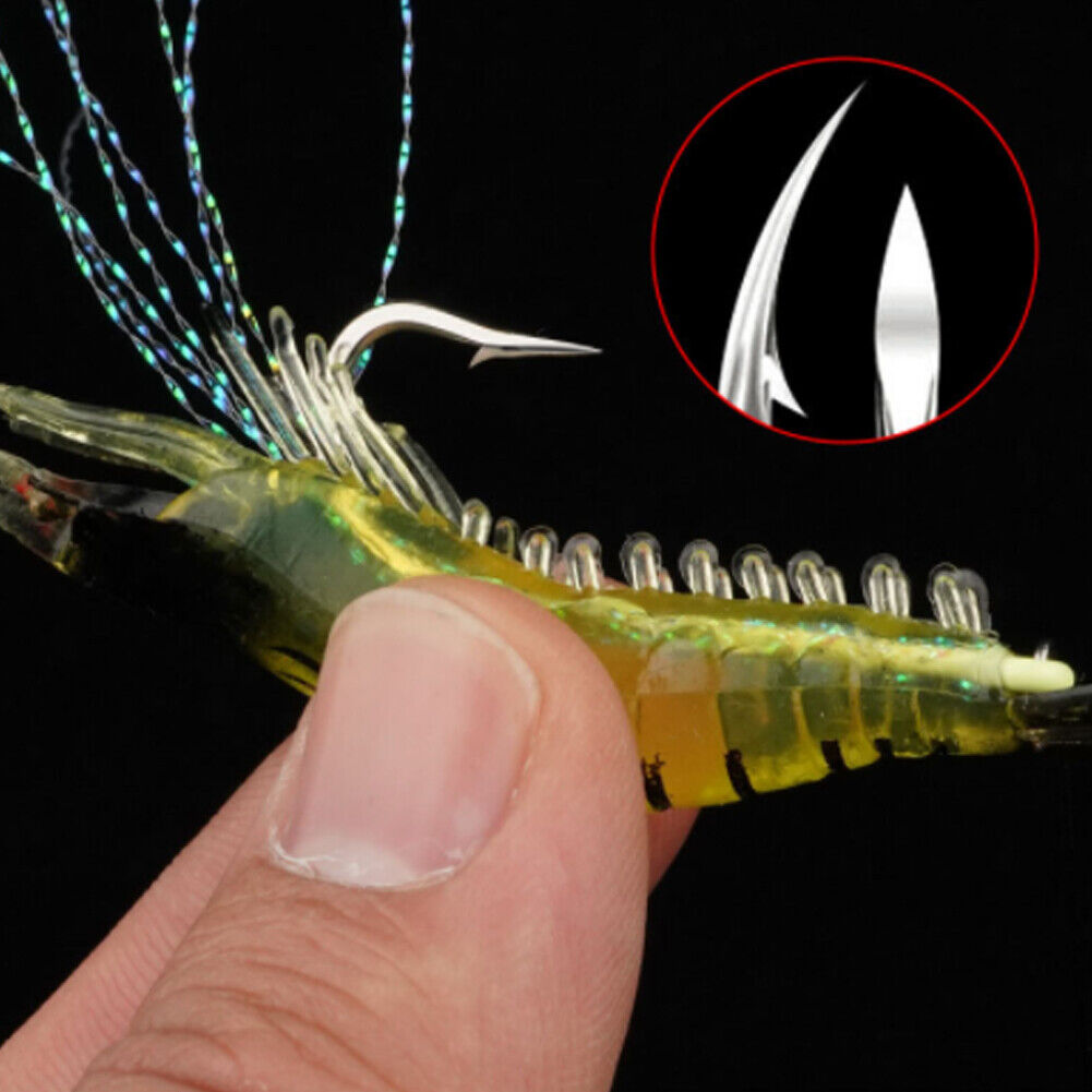 US 14-28Pack Soft Luminous Artificial Shrimp Lure Set Shrimp Bait Shrimp Fishing