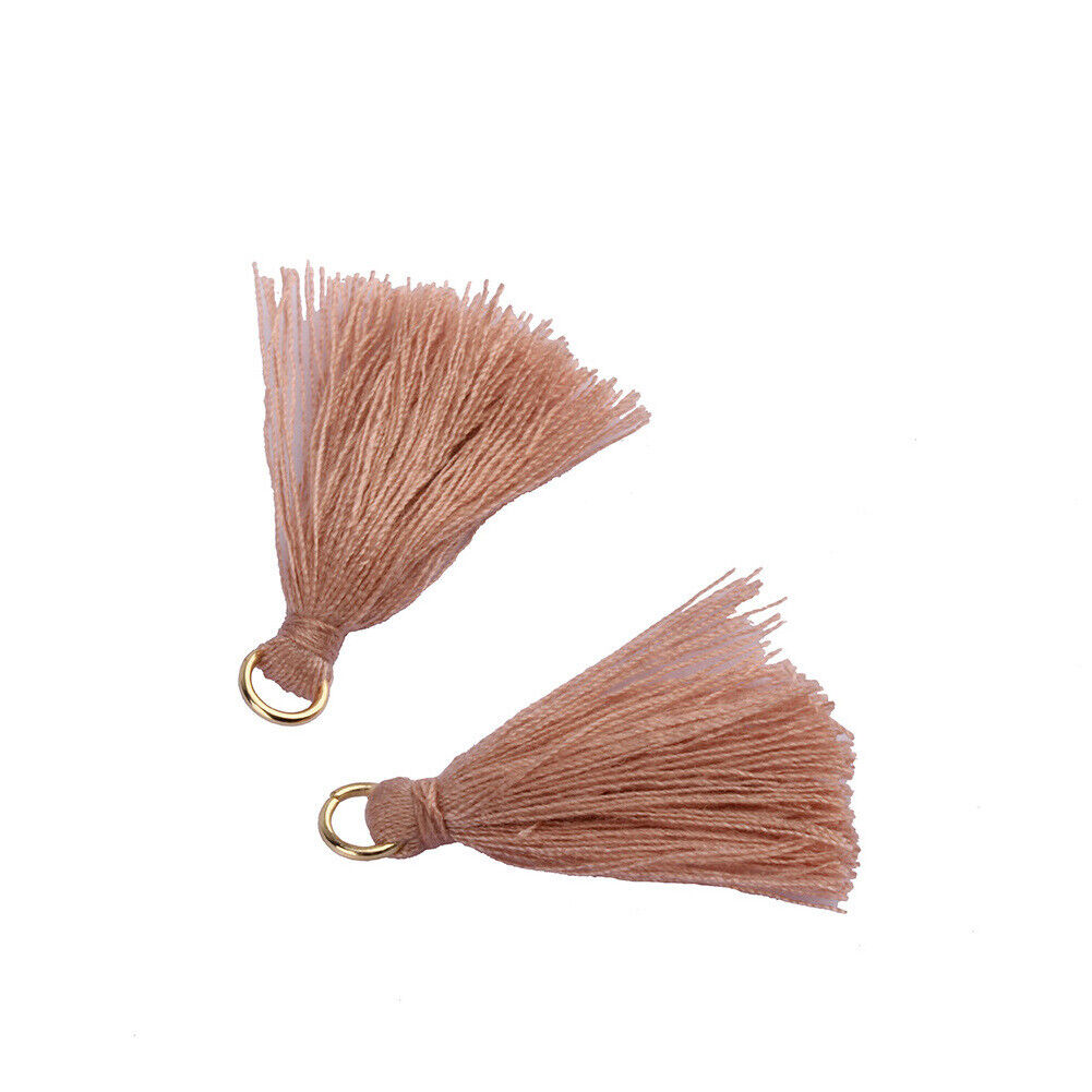 US 100-200Pc Mini Tassels One Inch Threaded Silk Pendants with Ring for Jewelry