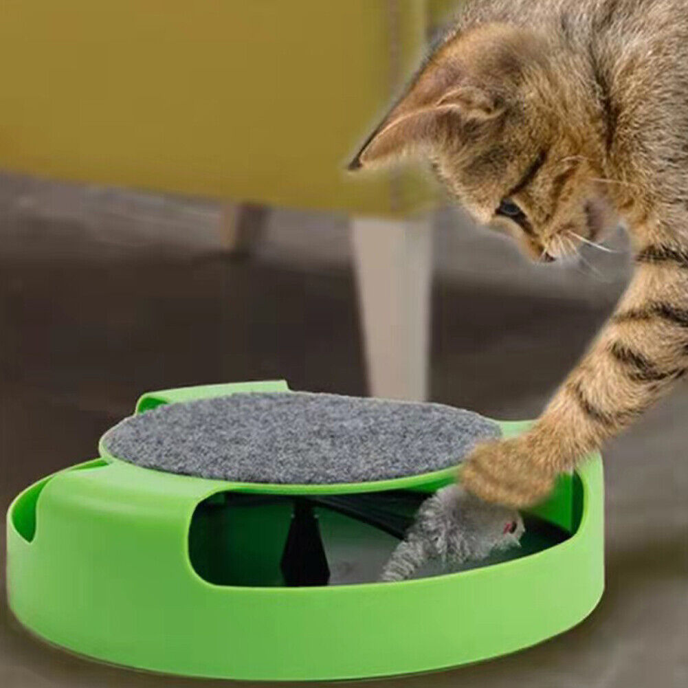 US 1-2 Pack Interactive Toys Cats Mouse Moving Round Scratch Pad Pet Fun Kitten