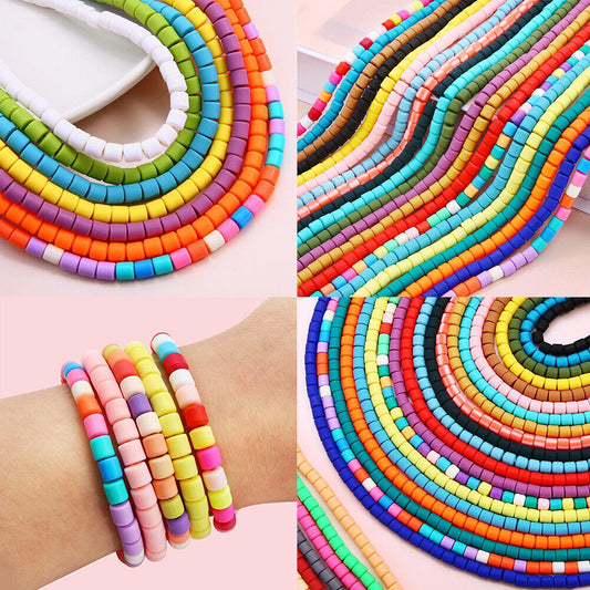 US 10-20Strand 610Pc Vinyl Spacer Cylinder Polymer Clay Bead Handmade DIY Making
