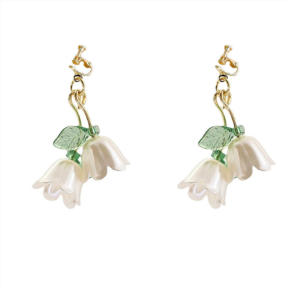 US Lily Of The Valley Chandelier Earrings Flower Floral Handmade Hook Earrings