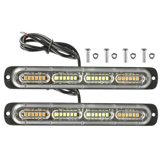 US 1-2 Pc 24V Bright LED Emergency Strobe Lights Warning Amber/White Flash Light