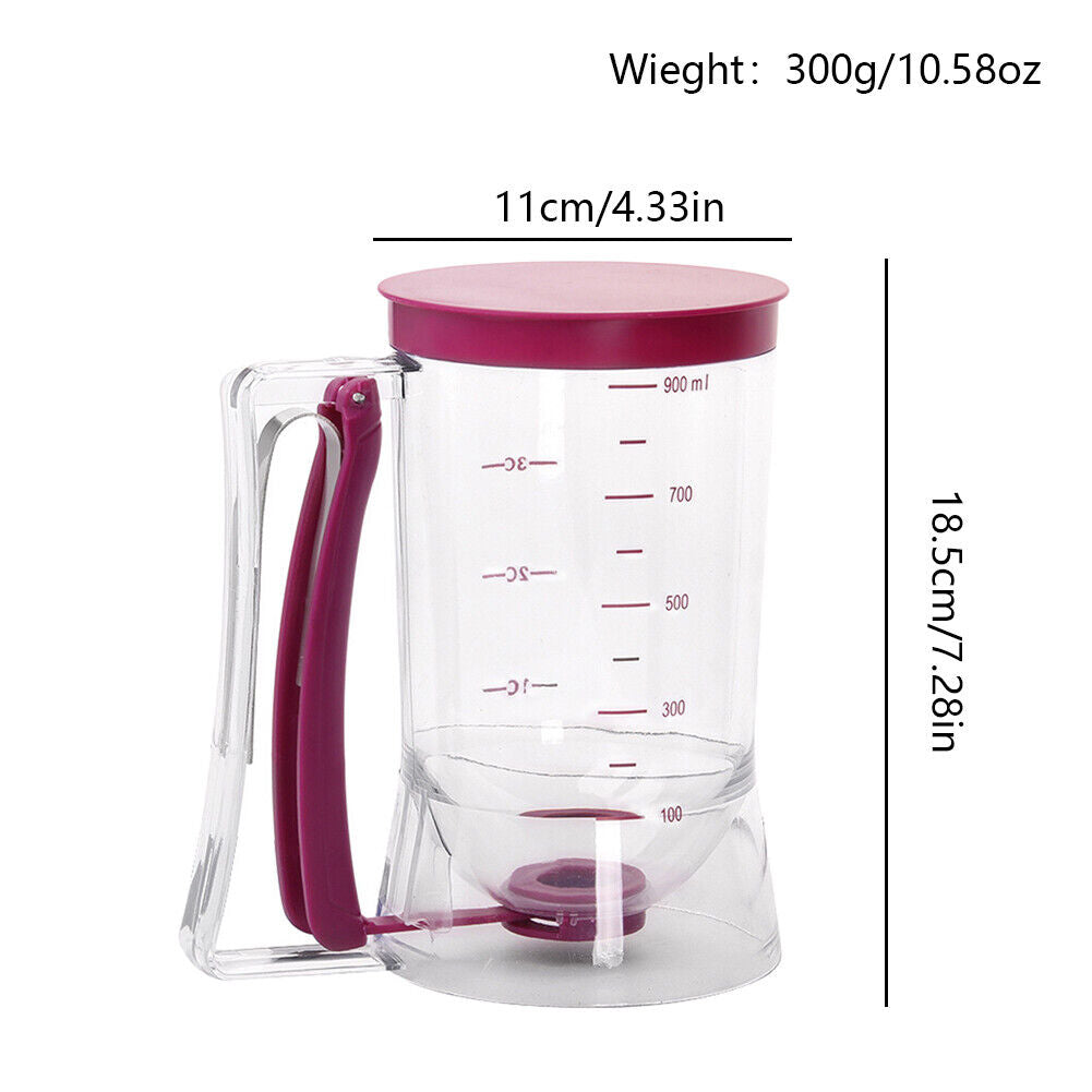 US 1-2Pc Pancake Batter Dispenser Cupcake Measuring Baking Kitchen Mix Tool900ml