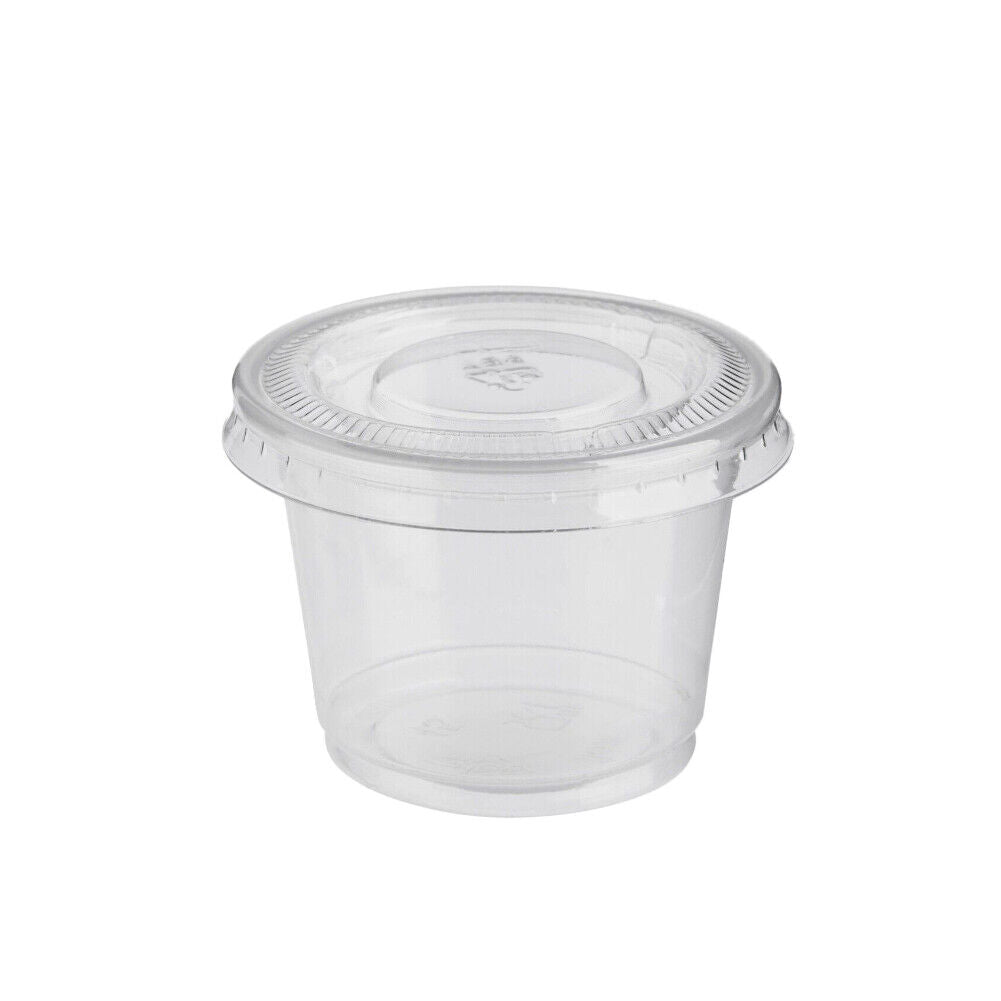 US 500 Pack Disposable 1 Oz Portion Cups with Lids for Sample Tasting Sauces