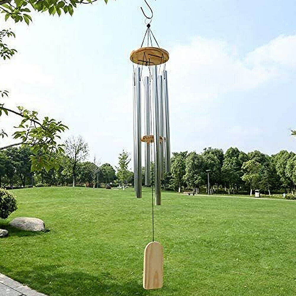 US 2-4 Pcs 25.6 Inch Wind Chime Outdoor Sympathy Chapel Bells Wood 6 Tuned Tubes