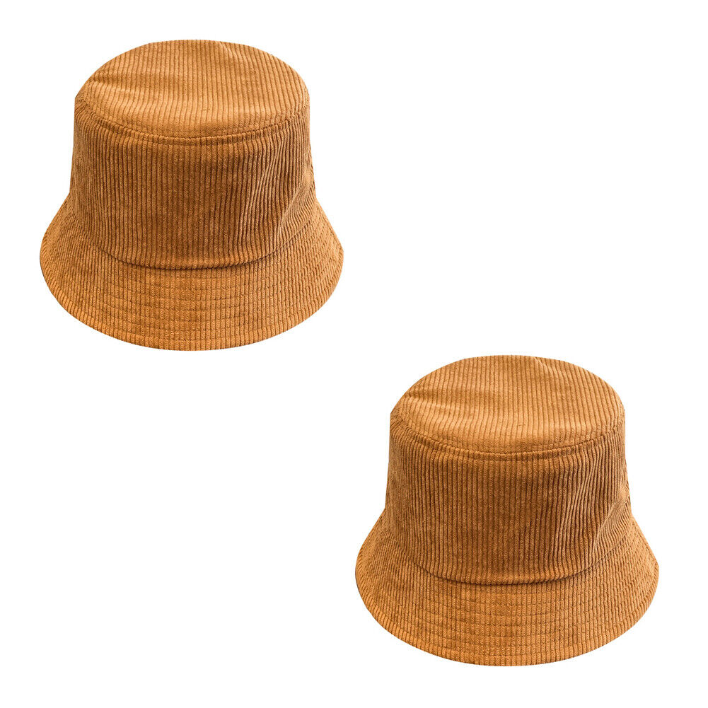 US 1-2 Pack Corduroy Bucket Hat Double Sided Fisherman's Cap Teens Men Women